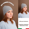 Cappellino 100% cashmere puro - Grigio - Beanie rasato con costa - Berretto morbido di qualità premium - Made in italy
