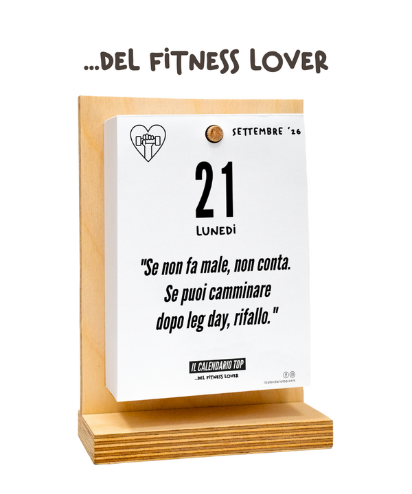 Il Calendario Top del Fitness - 2026 - Ideale per gli amanti del Fitness, Benessere, Palestra - Sostegno in Legno + Inserto A6: 10x14cm