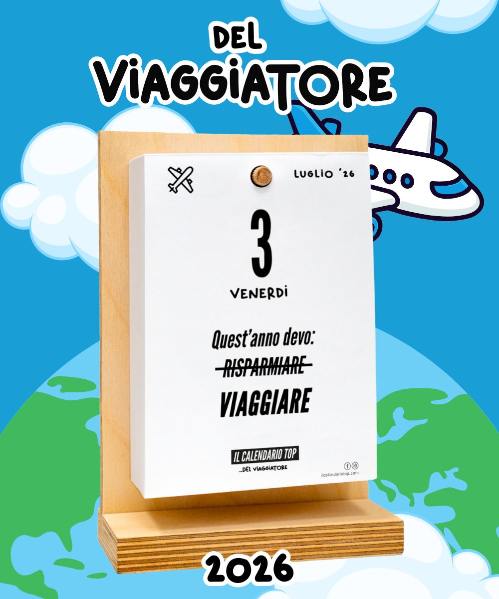 Il Calendario Top del Viaggiatore 2027 - Consigli, frasi e molto altro per i veri viaggiatori- Sostegno in Legno + Inserto A6: 10x14cm
