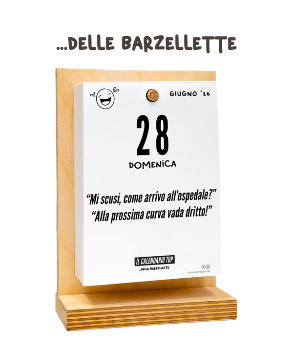Il Calendario Top delle Barzellette - 2026 - Sostegno in Legno + Inserto A6: 10x14cm