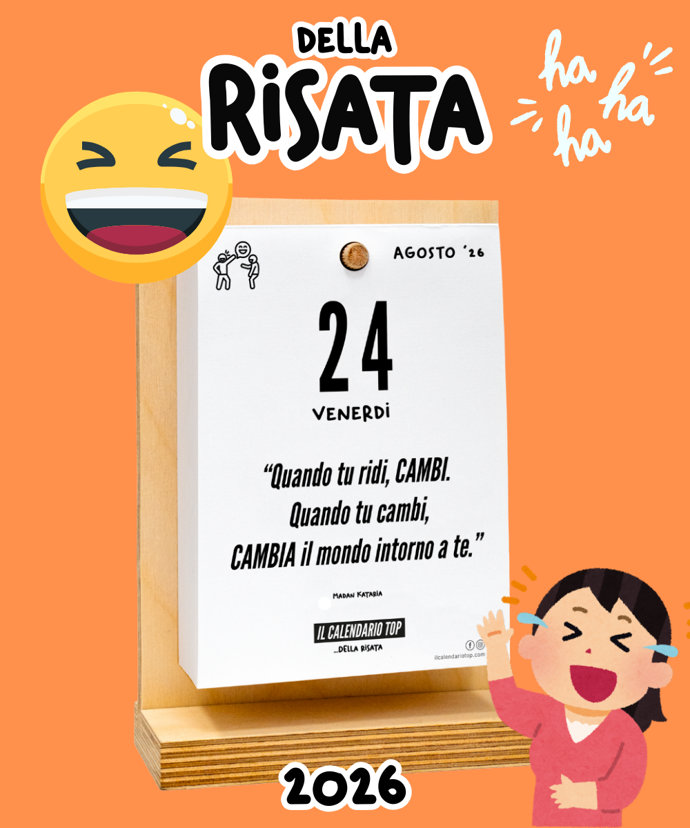 Il Calendario Top della Risata 2027 - ideale per regalare positività e risate - Sostegno in Legno + Inserto A6: 10x14cm