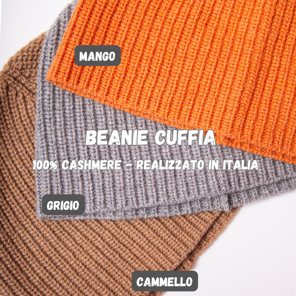 Cappellino Cuffia 100% cashmere puro - Mango - Berretto morbido di qualità premium - Made in italy