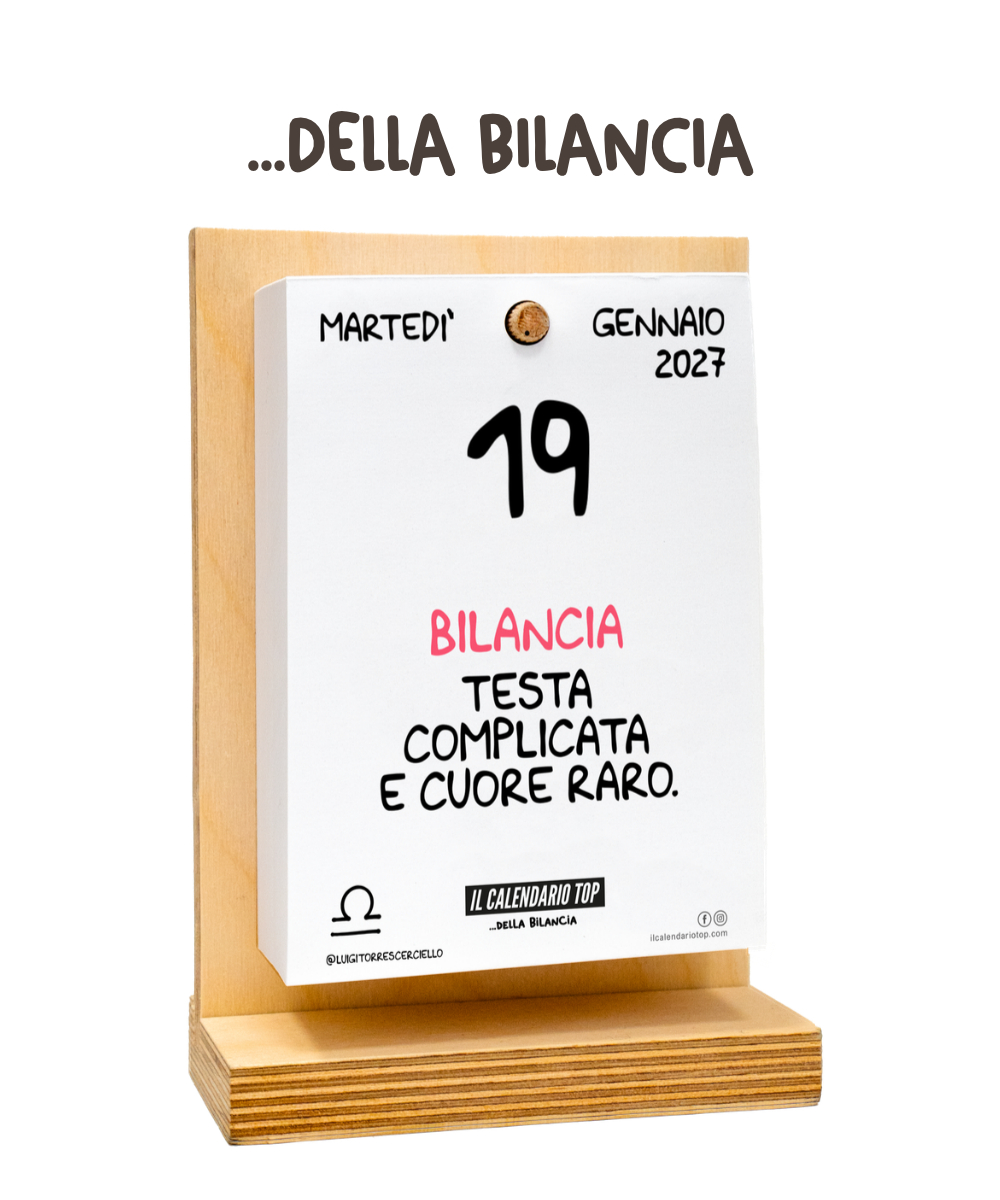 Il Calendario Top della Bilancia 2027 - Oroscopo by Luigi Torres Cerciello - Sostegno in Legno + inserto A6 a colori: 10x14cm