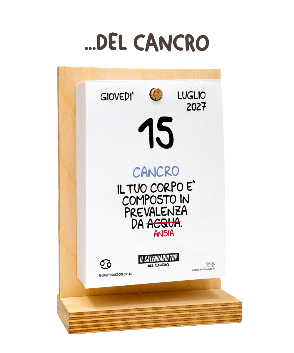 Il Calendario Top del Cancro 2027 - Oroscopo by Luigi Torres Cerciello - Sostegno in Legno + inserto A6: 10x14cm