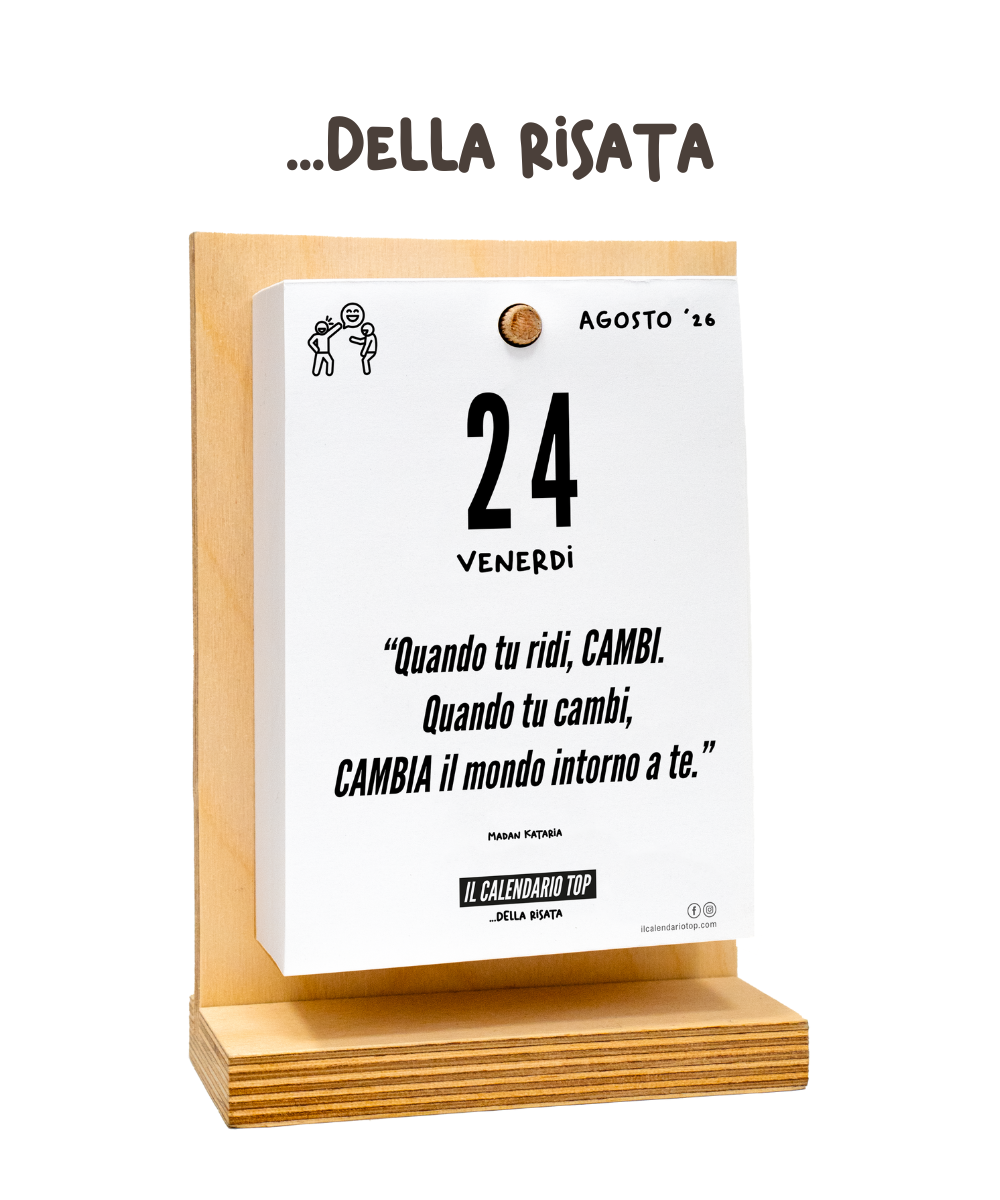 Il Calendario Top della Risata 2027 - ideale per regalare positività e risate - Sostegno in Legno + Inserto A6: 10x14cm