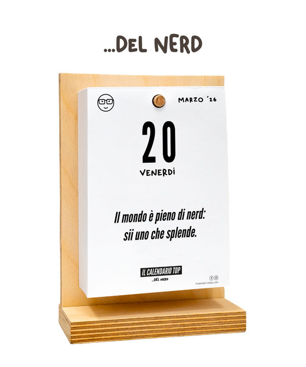 Il Calendario Top del NERD 2026 - ideale per gli amanti dei video giochi, film - Sostegno in Legno + Inserto A6: 10x14cm