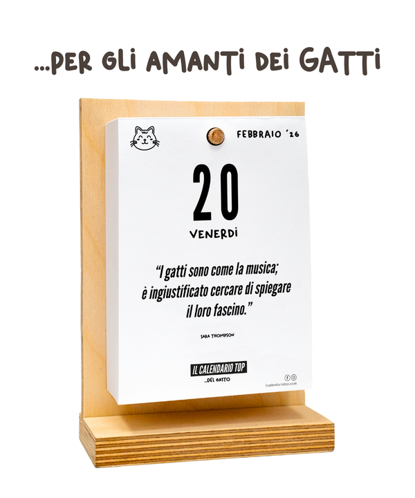 Il Calendario Top Miao Miao 2026 - Ideale per gli amanti dei Gatti - Sostegno in Legno + inserto A6: 10x14cm