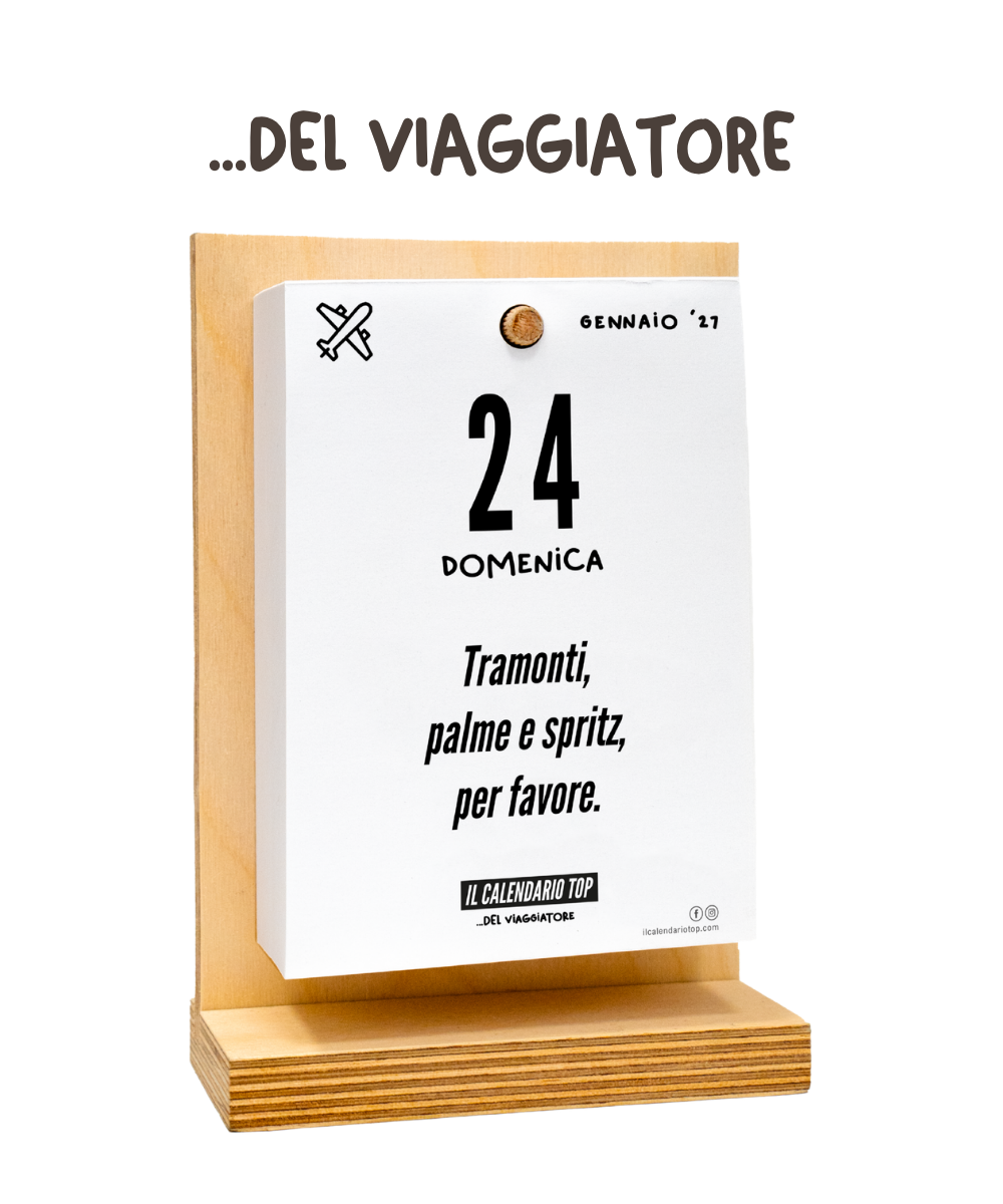 Il Calendario Top del Viaggiatore 2027 - Consigli, frasi e molto altro per i veri viaggiatori- Sostegno in Legno + Inserto A6: 10x14cm