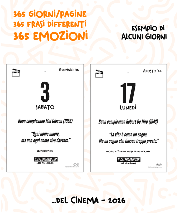 Il Calendario Top del Cinema - 2026 - Per gli amanti dei Film e del Cinema - Sostegno in Legno + Inserto A6: 10x14cm