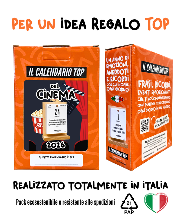 Il Calendario Top del Cinema - 2026 - Per gli amanti dei Film e del Cinema - Sostegno in Legno + Inserto A6: 10x14cm