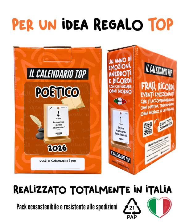 Il Calendario Top Poetico, degli Aforismi - 2026 - Sostegno in Legno + Inserto A6: 10x14cm