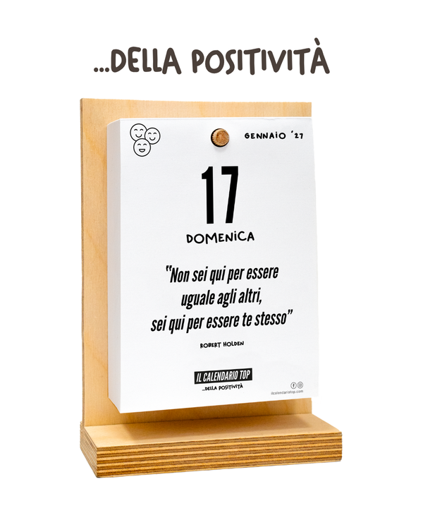 Il Calendario Top della Positività - Good Vibes - 2027 - Regala positività, trasmetti serenità - Sostegno in Legno + Inserto A6: 10x14cm