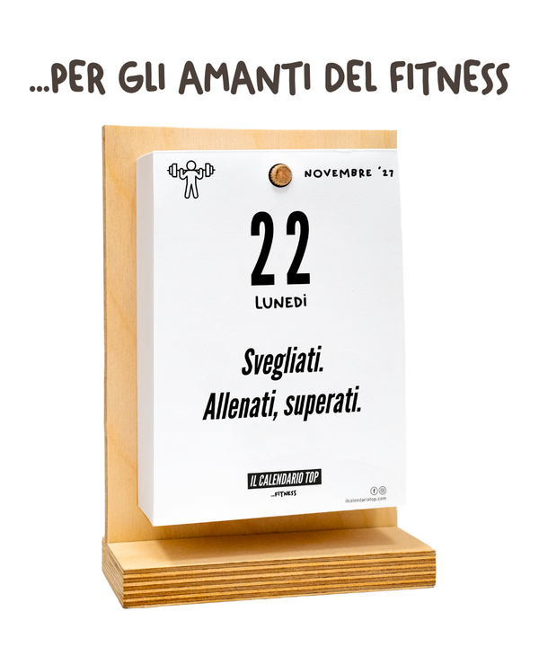 Il Calendario Top del Fitness - 2027- Ideale per gli amanti del Fitness, Benessere, Palestra - Sostegno in Legno + Inserto A6: 10x14cm