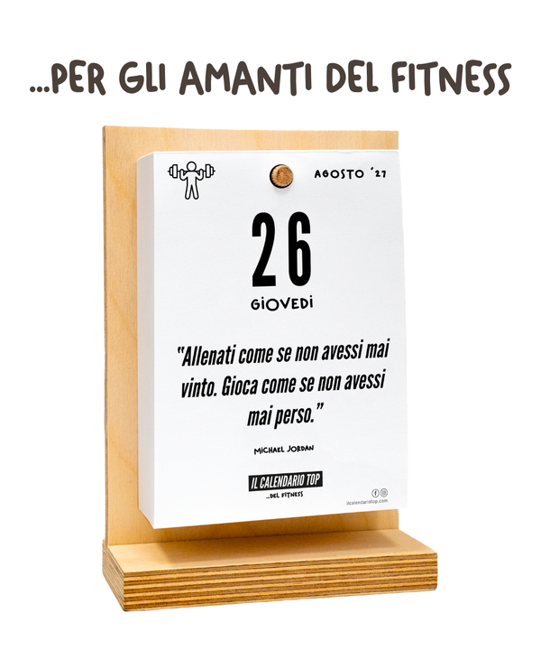 Il Calendario Top del Fitness - 2027- Ideale per gli amanti del Fitness, Benessere, Palestra - Sostegno in Legno + Inserto A6: 10x14cm