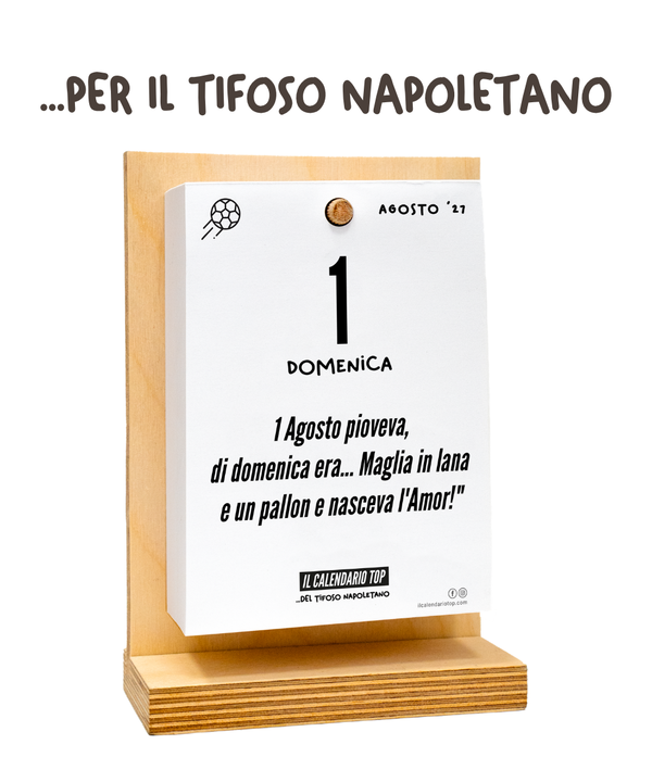 Il Calendario Top del Tifoso Napoletano 2027 - Ideale per i veri tifosi partenopei - Sostegno in Legno + inserto A6: 10x14cm