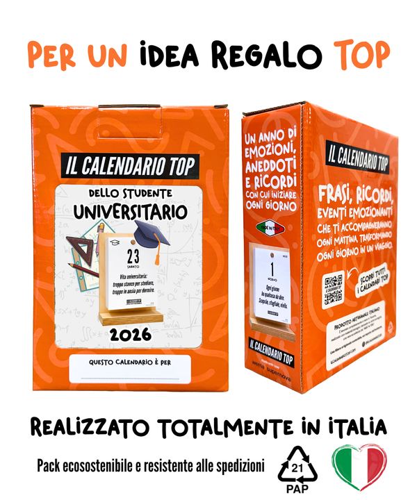 Il Calendario Top dello Studente Universitario - 2026 - ideale per gli studenti - Sostegno in Legno + Inserto A6: 10x14cm