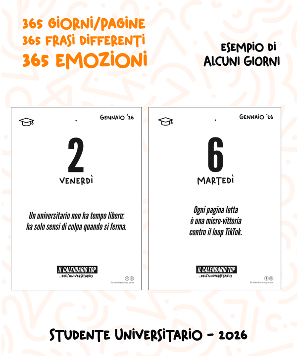 Il Calendario Top dello Studente Universitario - 2026 - ideale per gli studenti - Inserto A6: 10x14cm