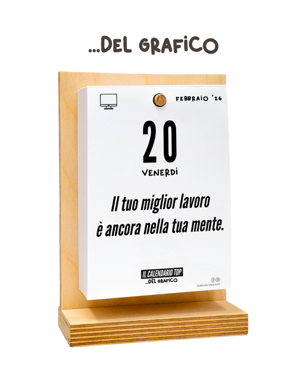 Il Calendario Top del Grafico 2026 - lorem ipsum mood - Sostegno in Legno + Inserto A6: 10x14cm