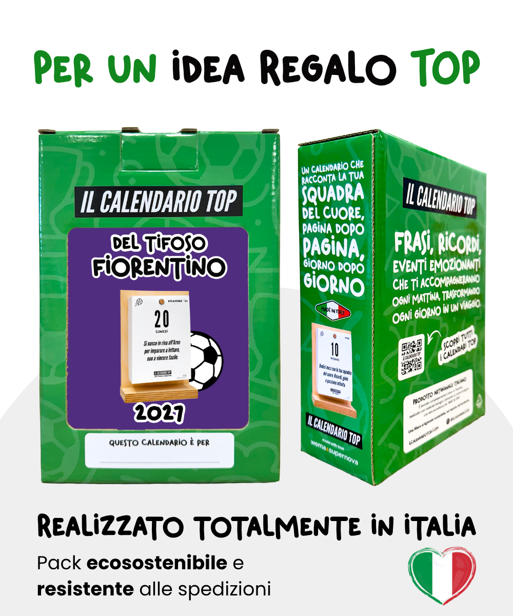 Il Calendario Top del Tifoso Fiorentino 2027 - Ideale per i veri tifosi viola- Sostegno in Legno + inserto A6: 10x14cm