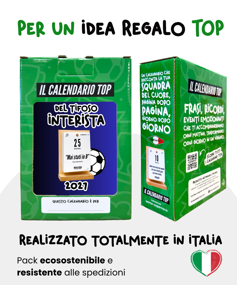 Il Calendario Top del Tifoso Interista 2027 - Ideale per i veri tifosi nerazzurri - Sostegno in Legno + inserto A6: 10x14cm