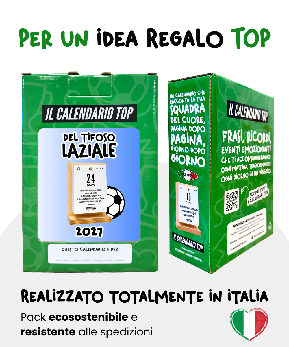 Il Calendario Top del Tifoso Laziale 2027 - Ideale per i veri tifosi biancocelesti - Sostegno in Legno + inserto A6: 10x14cm