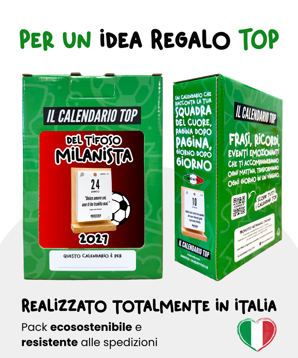 Il Calendario Top del Tifoso Milanista 2027 - Ideale per i veri tifosi rossoneri - Sostegno in Legno + inserto A6: 10x14cm
