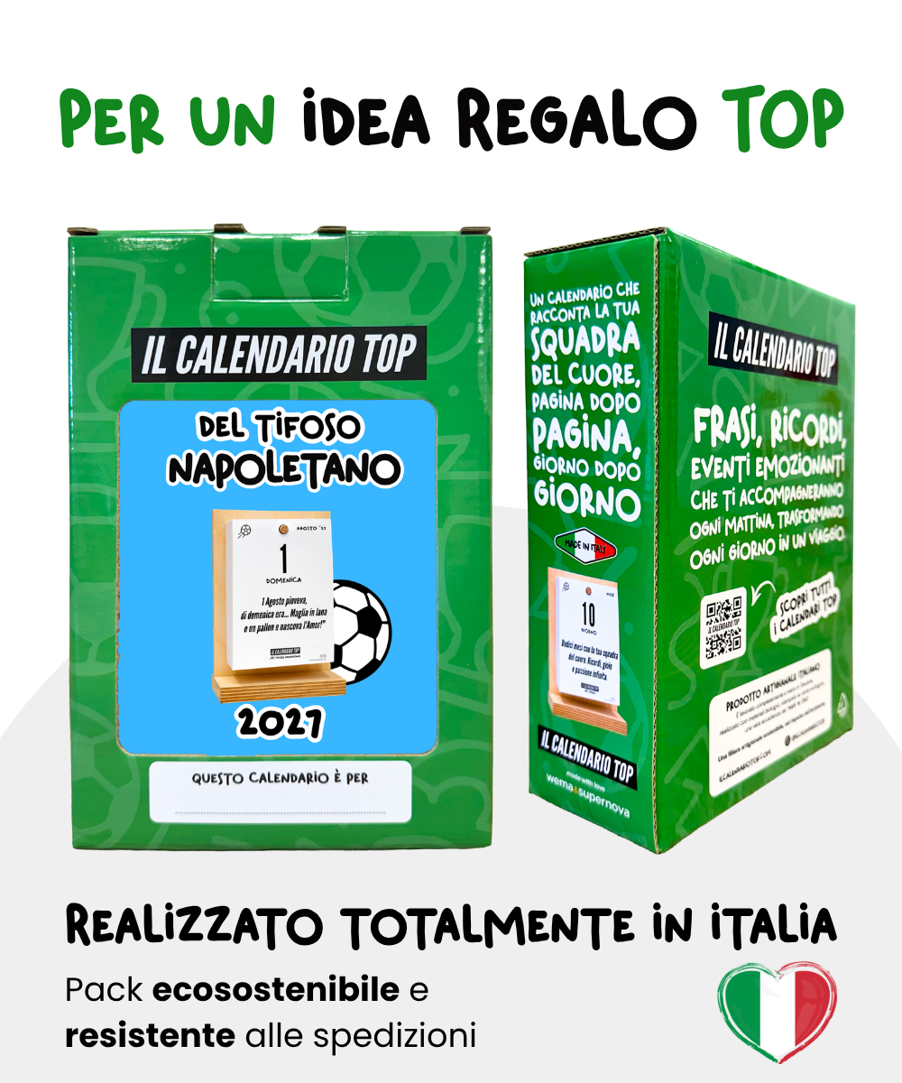 Il Calendario Top del Tifoso Napoletano 2027 - Ideale per i veri tifosi partenopei - Sostegno in Legno + inserto A6: 10x14cm