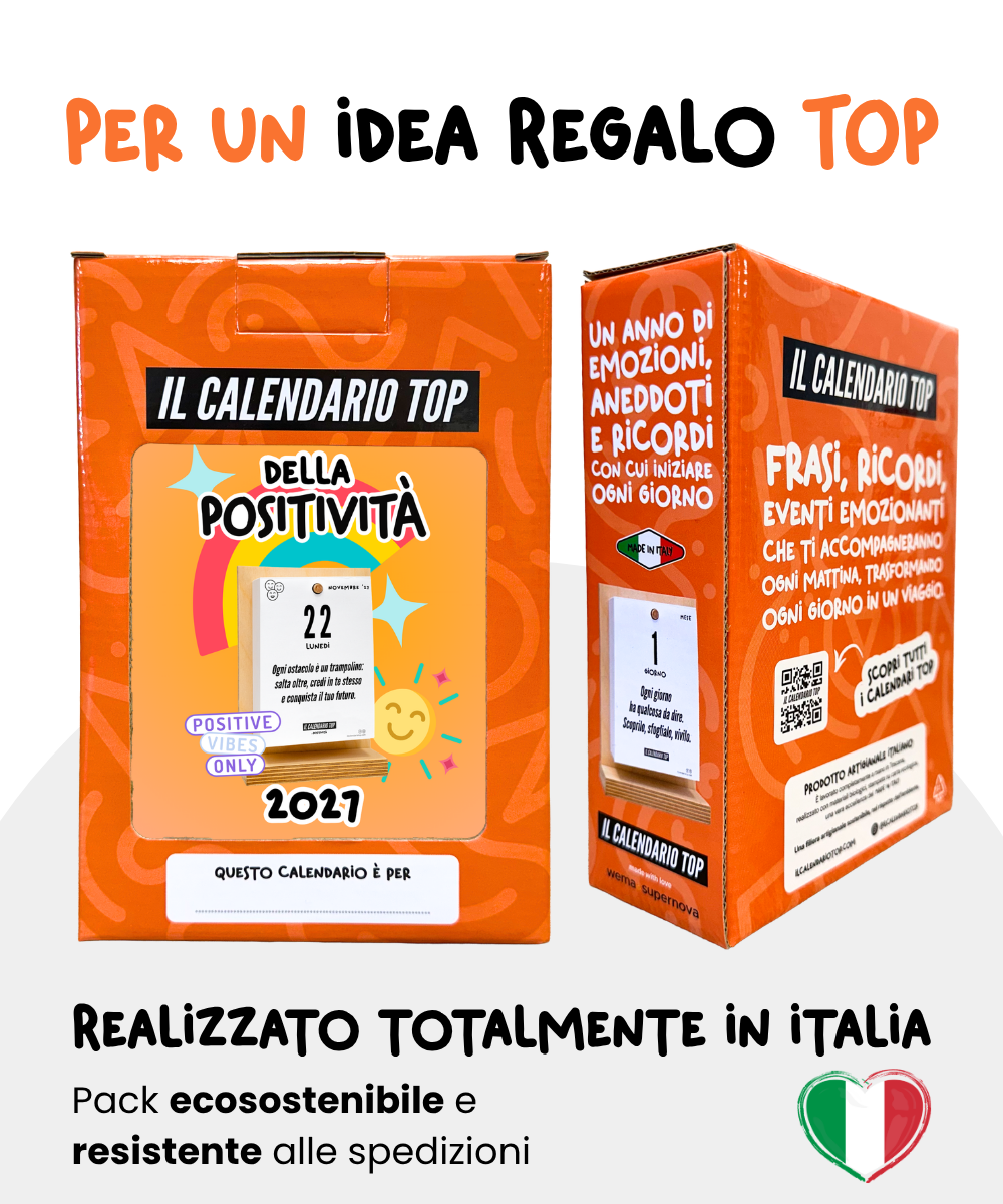 Il Calendario Top della Positività - Good Vibes - 2027 - Regala positività, trasmetti serenità - Sostegno in Legno + Inserto A6: 10x14cm
