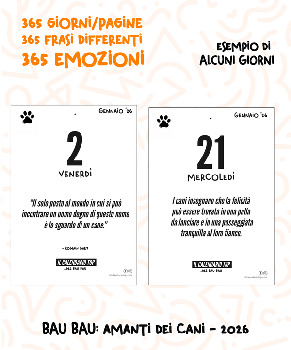 Il Calendario Top Bau Bau - 2026 - Per gli amanti dei Cani - Inserto A6: 10x14cm