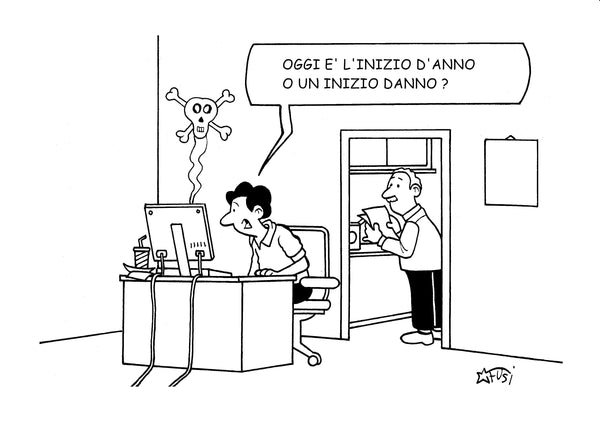 Il Calendario Top del Buonumore - 365 Vignette, battute ideale per regalare buonumore e sorrisi | Vignettista: Marco Fusi - Sostegno in Legno + Inserto A6: 10x14cm