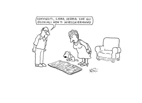 Il Calendario Top del Buonumore - 365 Vignette, battute ideale per regalare buonumore e sorrisi | Vignettista: Marco Fusi - Sostegno in Legno + Inserto A6: 10x14cm