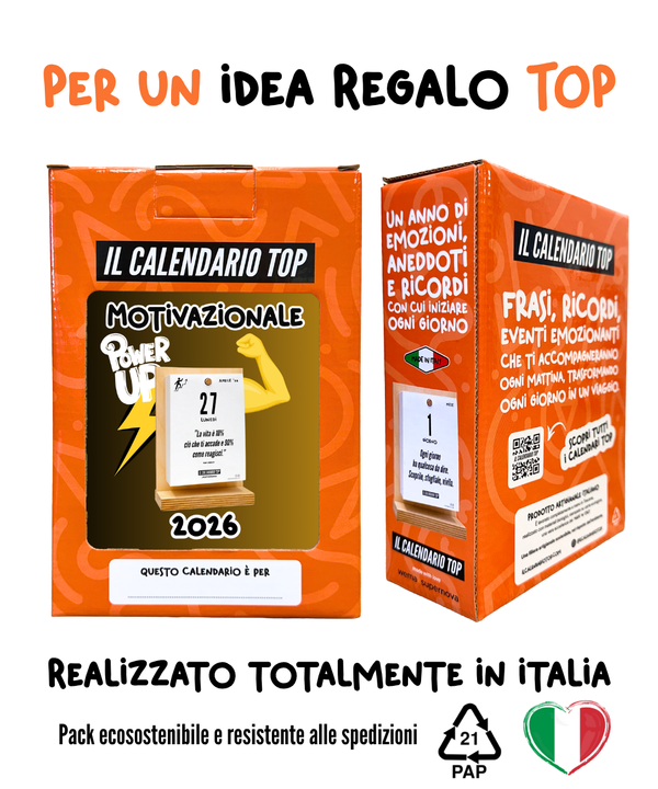 Il Calendario Top Motivazionale - 2026 - Frasi stimolanti, aforismi motivazionali - Ideale per chi vuole raggiungere il successo - Sostegno in Legno + Inserto A6: 10x14cm