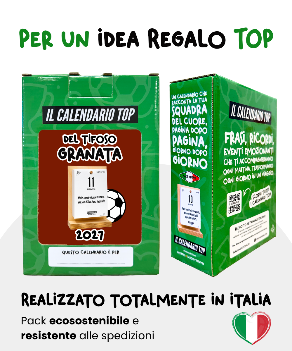 Il Calendario Top del Tifoso Granata 2027 - Ideale per i veri tifosi torinesi- Sostegno in Legno + inserto A6: 10x14cm