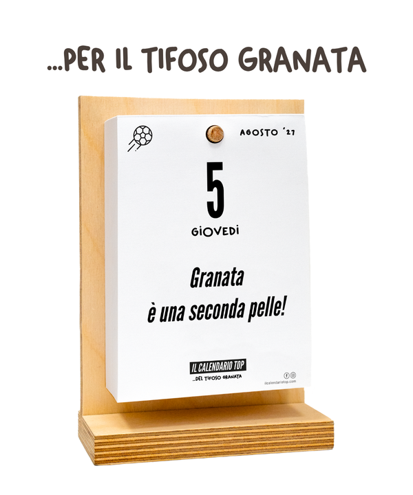 Il Calendario Top del Tifoso Granata 2027 - Ideale per i veri tifosi torinesi- Sostegno in Legno + inserto A6: 10x14cm