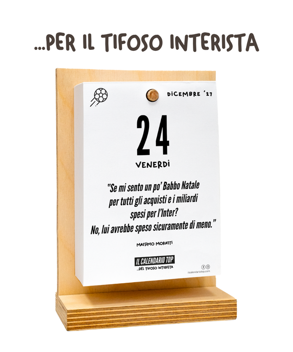 Il Calendario Top del Tifoso Interista 2027 - Ideale per i veri tifosi nerazzurri - Sostegno in Legno + inserto A6: 10x14cm