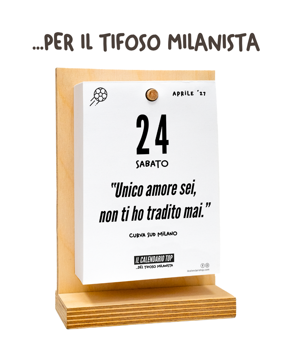 Il Calendario Top del Tifoso Milanista 2027 - Ideale per i veri tifosi rossoneri - Sostegno in Legno + inserto A6: 10x14cm