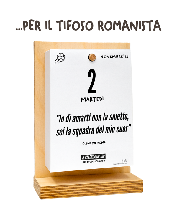 Il Calendario Top del Tifoso Romanista 2027 - Ideale per i veri tifosi giallorossi - Sostegno in Legno + inserto A6: 10x14cm