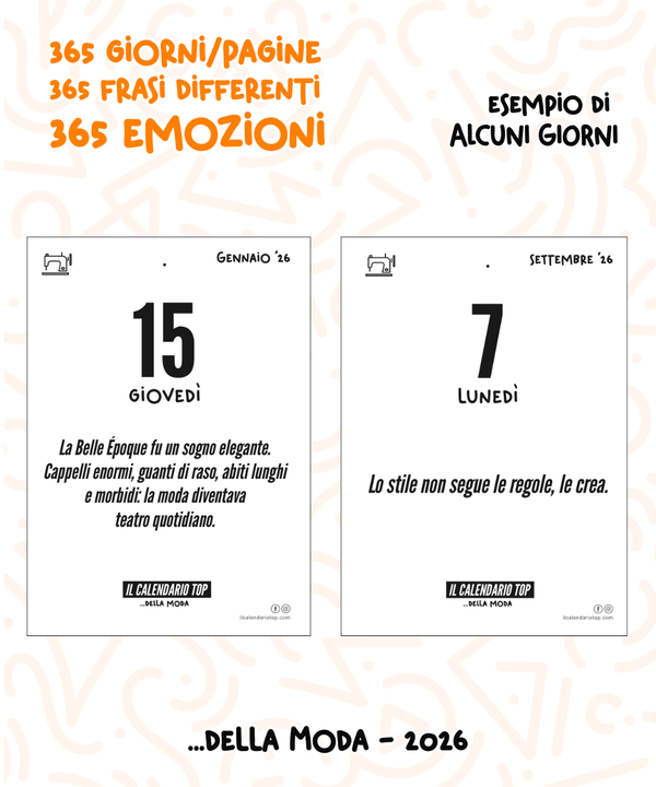 Il Calendario Top della Moda 2026 - Ideale per gli appassionati della moda e del fashion - Sostegno in Legno + Inserto A6: 10x14cm